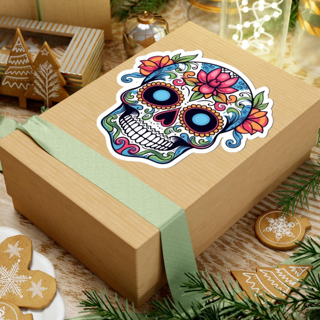 Sugar Skull Vinyl Sticker: Floral Dia de los Muertos Decal - Waterproof Gothic Art-3