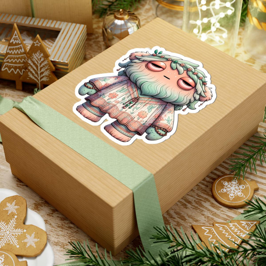 Floral Boho Monster Sticker: Pastel Hippie Character Art-3