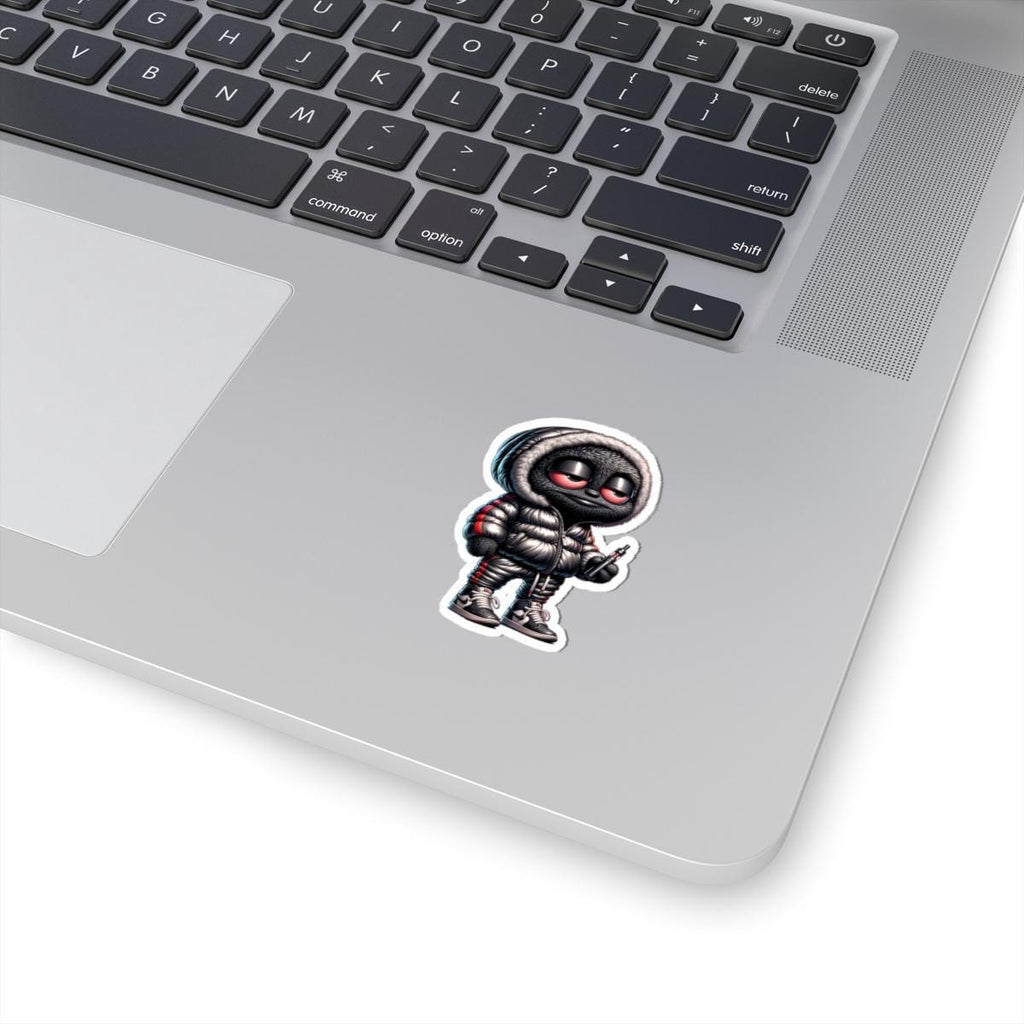 Streetwear Monster Sticker: Black Furry Puffer Jacket - Waterproof Vinyl Decal-2