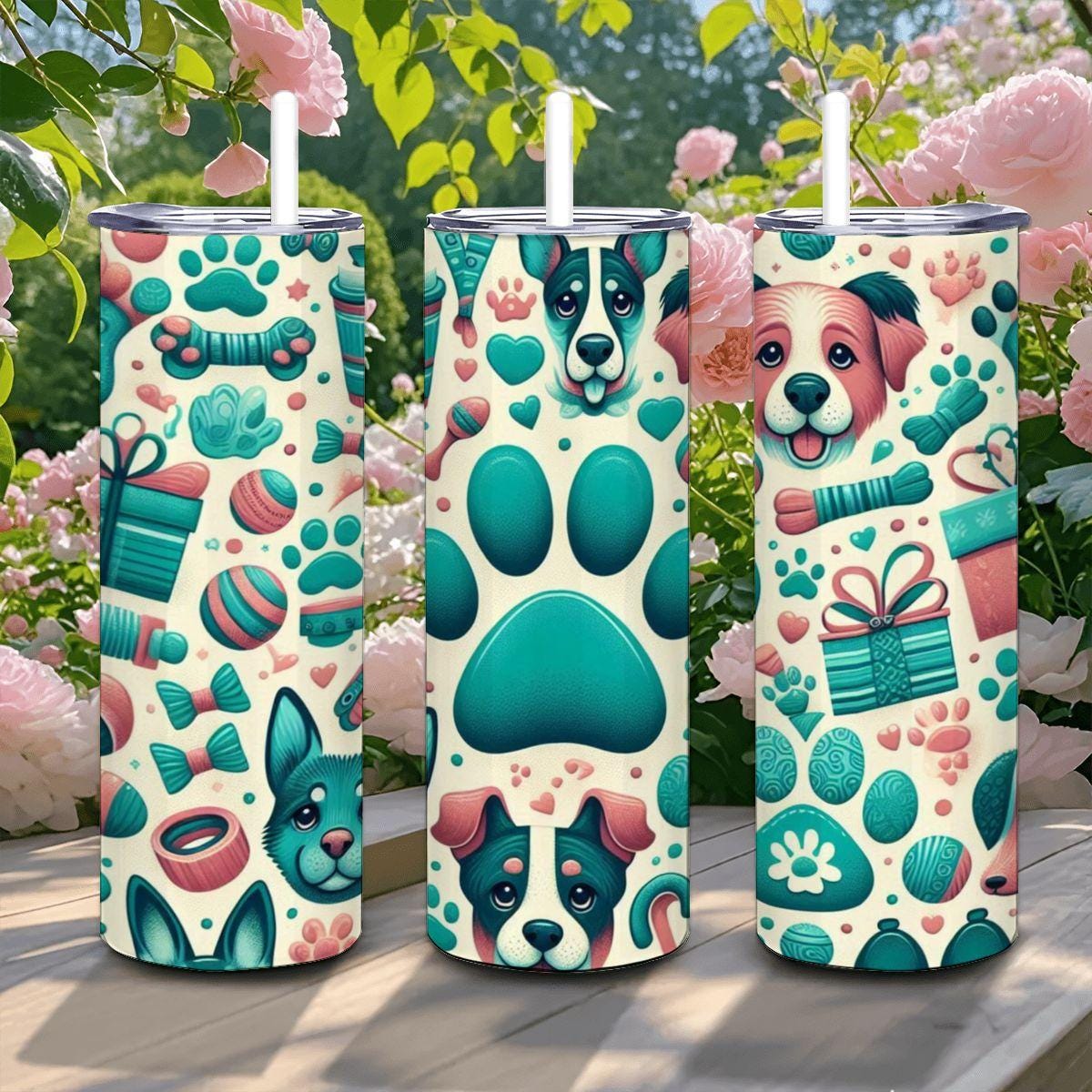 Dog Lover Tumbler | Paw Print 20oz Stainless Steel Insulated Cup-0