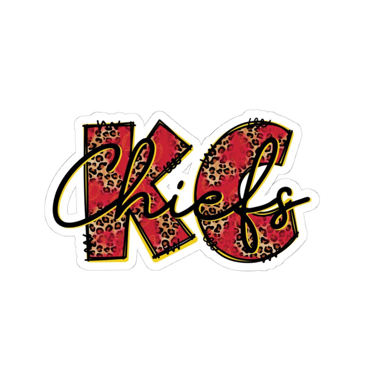 ColorFlow | KC Chiefs Leopard Print Vinyl Sticker for Water Bottles Laptops Cars | Football Fan Art Waterproof Decal-3