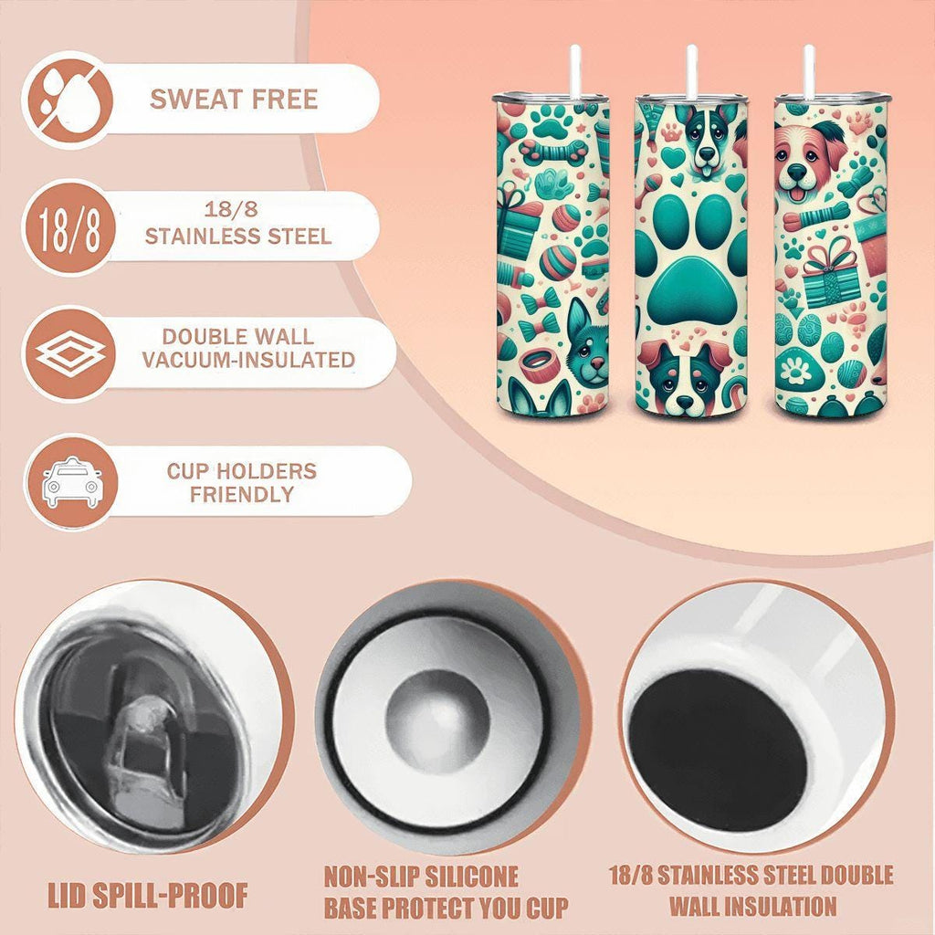 Dog Lover Tumbler | Paw Print 20oz Stainless Steel Insulated Cup-4
