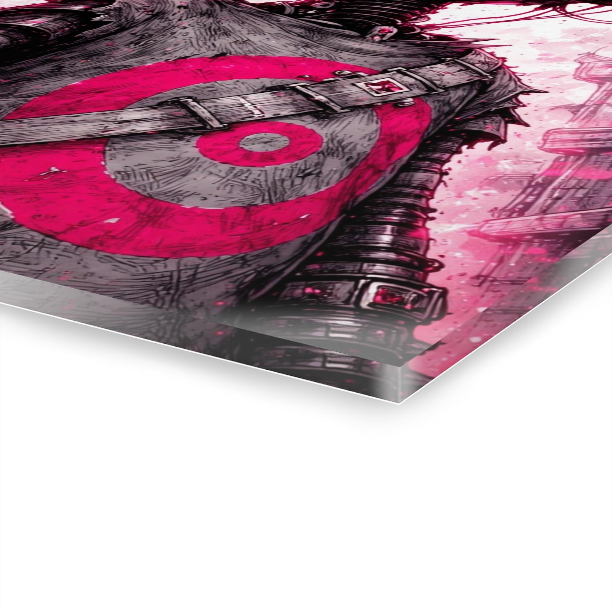 ColorFlow | Pink Cyber Robot Metal Art Print | Sci Fi Character Artwork | Futuristic Decor | Gamer Room Decor | Cyberpunk Decor-2