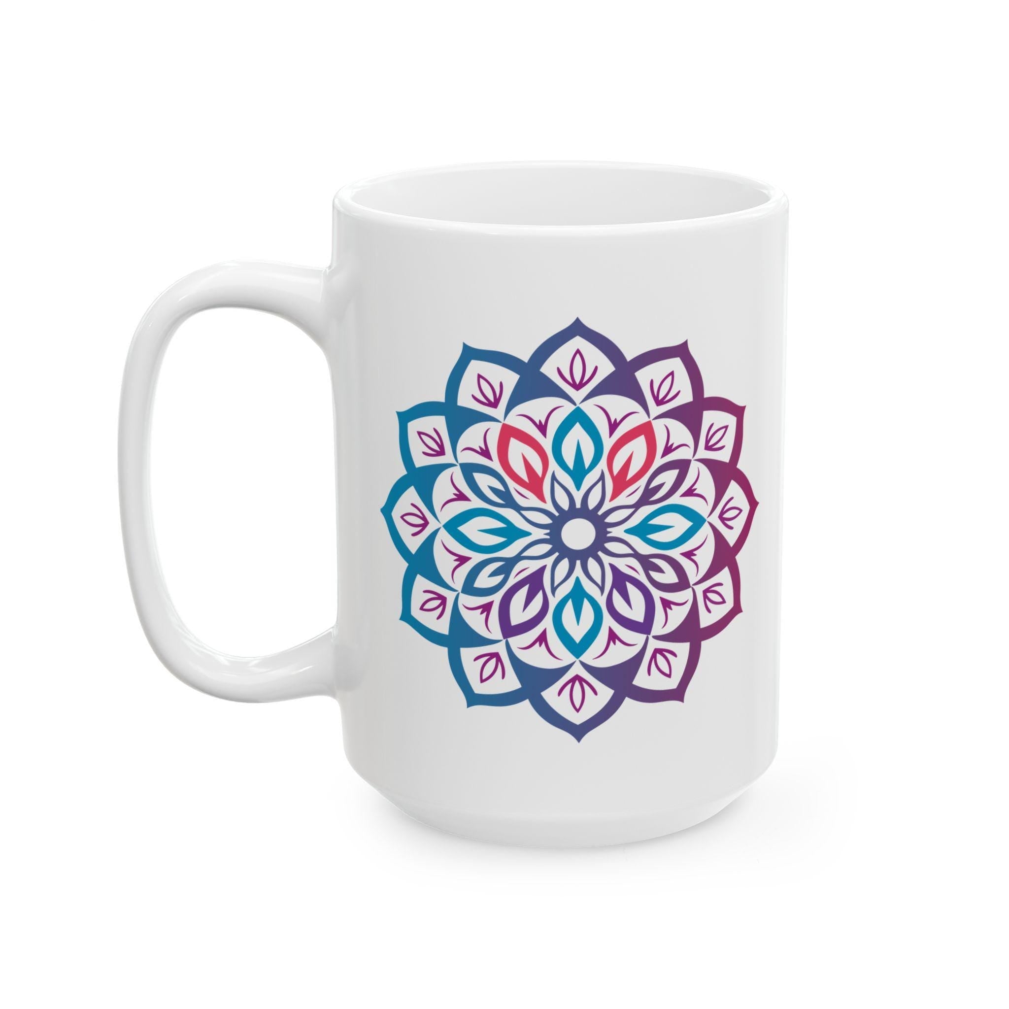 Mystic Aura Mandala Ceramic Mug | Blue Purple Boho Coffee Cup-3